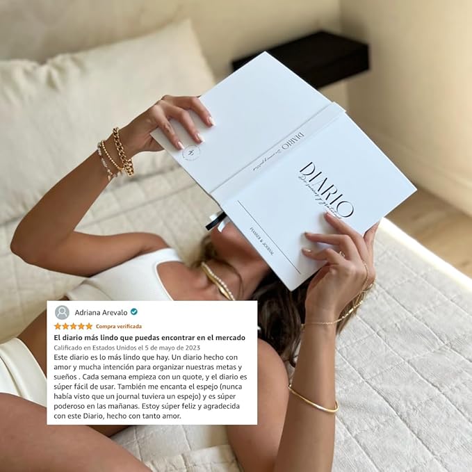 Daily Gratitude Journal & Dreams Planner Undated 2-in-1 | For Mindfulness, Purpose & Success | Includes Mirror for Affirmations & Luxury Gift Box (Spanish Edition) – Stay present while achieving your dreams - Diario de Sueños y Gratitud