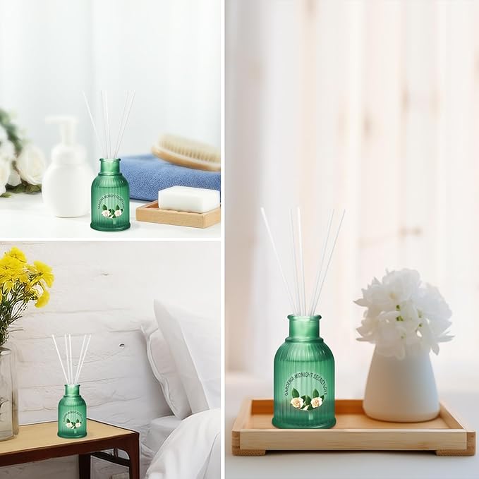 2 Packs Reed Diffuser Set, 200ml Gardenia and Tuberose Essential Oil, Floral Scent Home Fragrance with 12pcs Fiber Sticks, Aromatherapy Scented Gifts for Bedroom Bathroom Office Shelf Decor