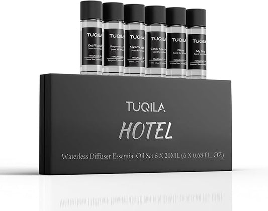 Waterless Diffuser Essential Oil Set(6X 20mL), Hotel Luxury Aroma Scent Oil My Way,Olene, Candy Mints, Mysterious, Bergamote Usage Cold Air Diffuser Oils Aromatherapy for Home, Office, Car