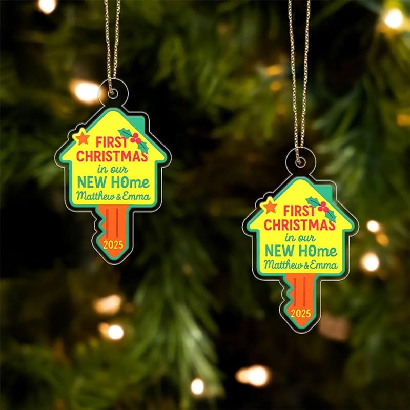 Personalized First Christmas In New Home Ornament, Custom Housewarming Ornament, New Home Gift, Couple Christmas Ornament, Holiday Keepsake Acrylic Ornament β Personalized