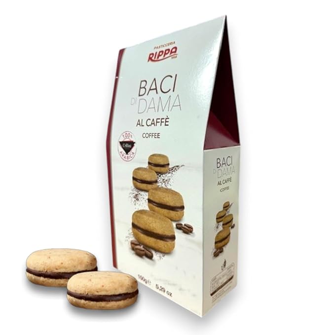 Rippa Baci di Dama Coffee Biscuits- Italian Cookies with Rich Dark Chocolate & Arabica Coffee for Biscuit Lovers & Family Gatherings- Chocolate Biscuit Offering Bold Taste, Crunchy Bite & Tea Enjoyment