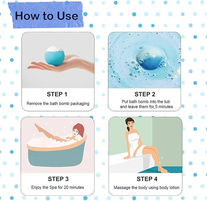 Blue Bath Bombs for Women Spa Gift Set with Peppermint Essential Oils Sea Salt Relaxing Birthday Gift for Her Bubble Bath Skincare Relaxation Aromatherapy Gifts