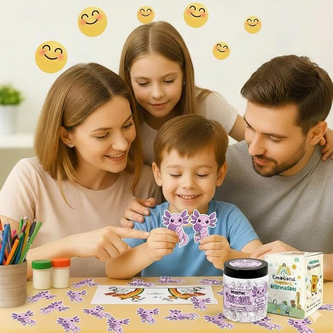 60 Positive Axolotl Cards Jar, Affirmation Cards for Women, Emotional Support Axolotl, Axolotl Gifts for Women, Mom, Axolotl Themed Gifts, Purple Gift for Girls