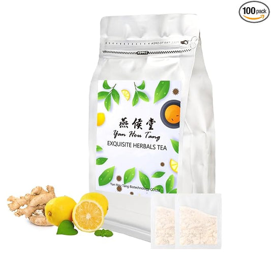 EILIN YHT Lemon Ginger Tea Bags Caffeine-free Support Healthy Digestion Boost Immunity 100 Counts