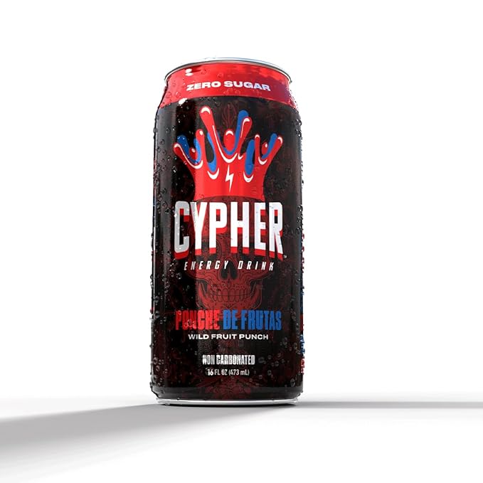 Cypher Sugar Free Energy Drink, Wild Fruit Punch – Non-Carbonated & Low Calorie Juice Energy Drink for Lasting Stamina & Focus with 260mg Caffeine, 3g Whey Protein, & 5 Amino Acids (12) 16oz Cans