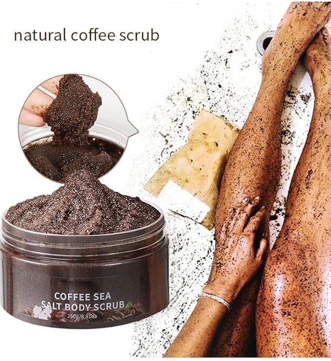 Coffee Body Scrub with Sea Salt – Natural Coffee Scrub & Exfoliating Body Scrubber, Helps Remove Dead Skin for Smooth Texture, 8.81oz (250g)
