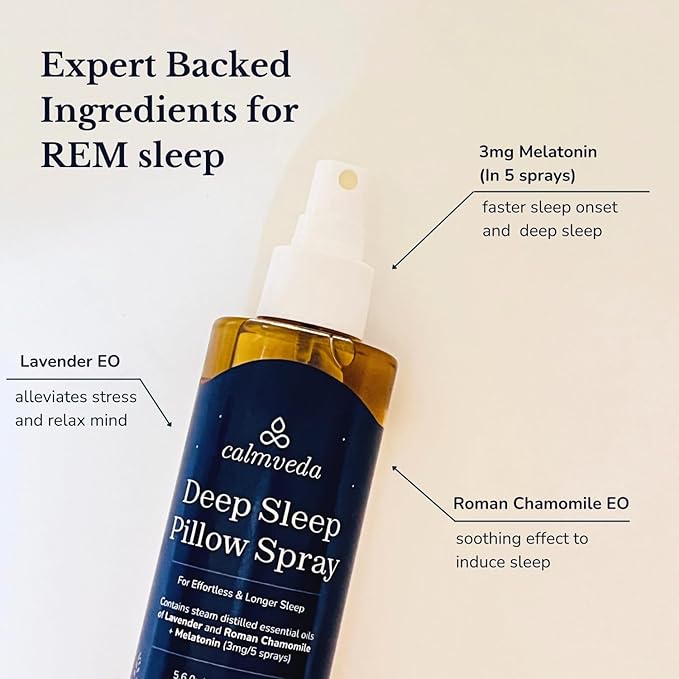 Lavender Pillow Spray for Sleeping - with 3mg Melatonin & Roman Chamomile (1200+ Sprays) | Natural & Non Habit Forming Deep Sleep Pillow Spray, Melatonin Sleep Spray for Adults