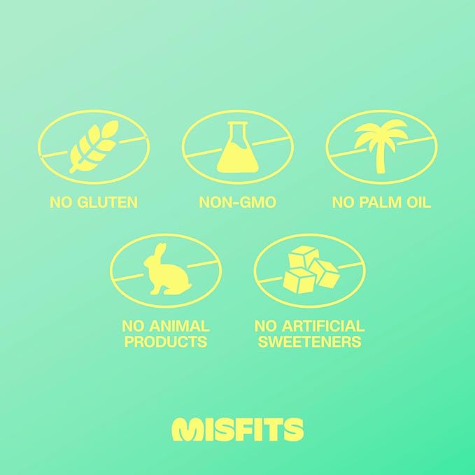 Misfits Vegan Protein Bars, Mint Chocolate Chip | Plant Based, Low Sugar & Carb, High Fiber Snacks | Pack of 12