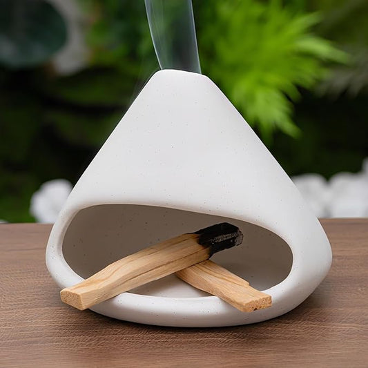 Palo Santo Burner- Mini Zongzi ceramics chiminea for sage/sticks/sone, ceramics Incense Holder with ash catcher, aromatic meditation gifts for women anxiety relief, ceramic copalera home decor