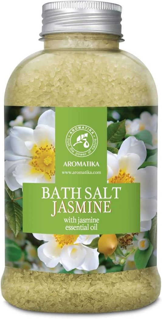 Bath Sea Salt Jasmine 21.16 Oz - Bath Salts with Jasmine Essential Oil for Bath Soak - Relaxing Bath - Body Care - Muscle Relaxation - Good Sleep - Aromatherapy Bath Salts - Flower Bath Salt