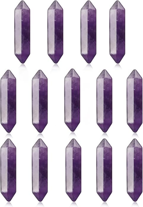 14 Pieces Natural Healing 7 Chakra Stones Set Crystal Hexagonal Bullet Shaped Reiki Meditation Gemstone Quartz Stone