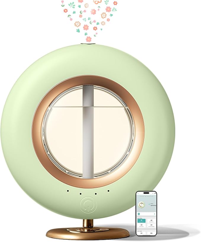 120ML Essential Oil Diffuser, 4 Mode Cyclic Mist, Auto Shut-Off, Ultrasonic Aromatherapy Diffusers with Night Light for Bedroom and Home (Green) 