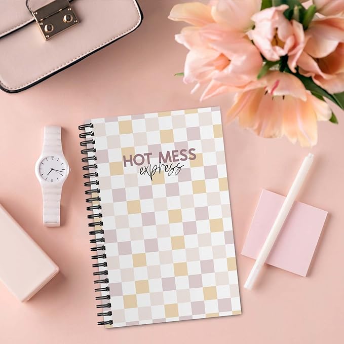 Hot Mess Express Spiral Notebook / 5.5" x 8.5" Journal / 120 Planner Pages/Durable Gloss Laminated Softcover/Black Wire-o Spiral Binding/Made in The USA