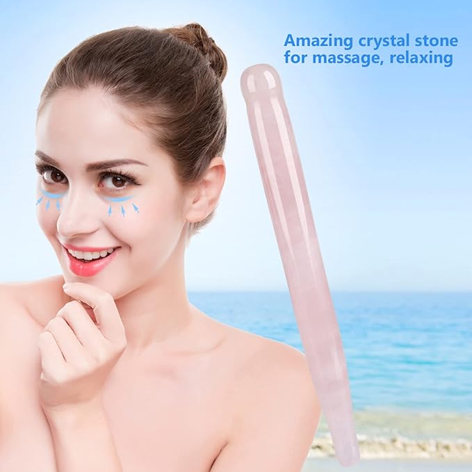 ZJchao Massage Stone Wand Massage Stick, Jade Massage Crystal Wand Gua Sha Scraping Massage Tools Guasha Beauty Tool for Skin Rejuvenation Jade Stone Massage Wand ()