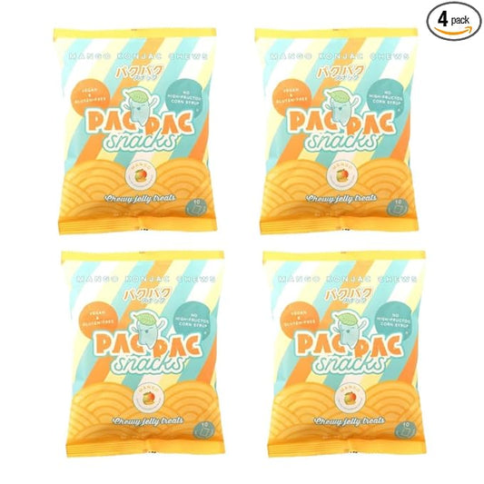 Mango Konjac Chews | Premium Konjac Jelly Treats | 4pack 10 Sachets per bag | Vegan, Gluten-Free, Low-Calorie | Crafted in Japan | Only 4g Sugar, 0g Fat per Serving | Refreshing Fruit Snack for Weight Management