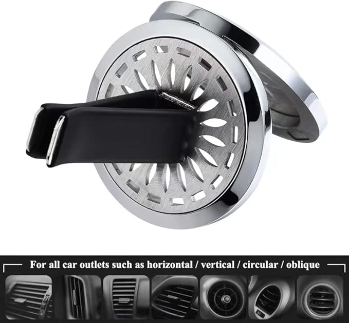 2Psc Black Car Aromatherapy Essential Oil Diffuser Locket Tree of Life Pattern Stainless Steel Car Air Fresheners Vent Clips Decorative