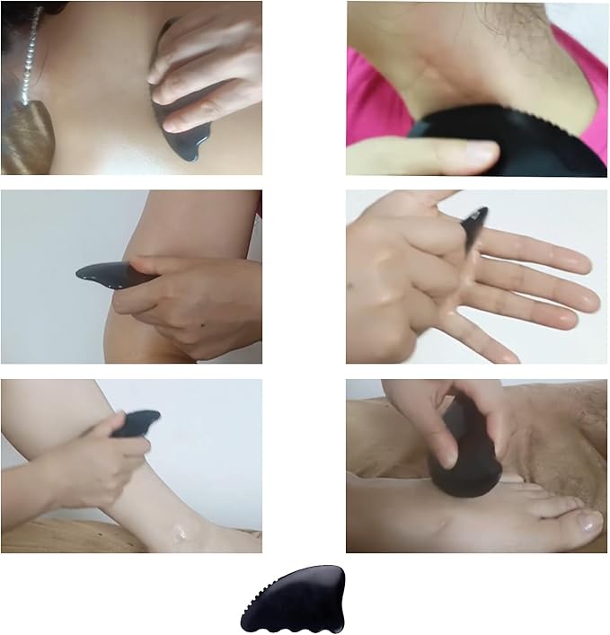 LLY Multifunctional Scraping Massage Tools. Natural Black sibin bian Stone. Beauty & Health Care,Relieve Wrinkles,Muscle and acupoint Massage (Knife Shaped Scraping Massager)