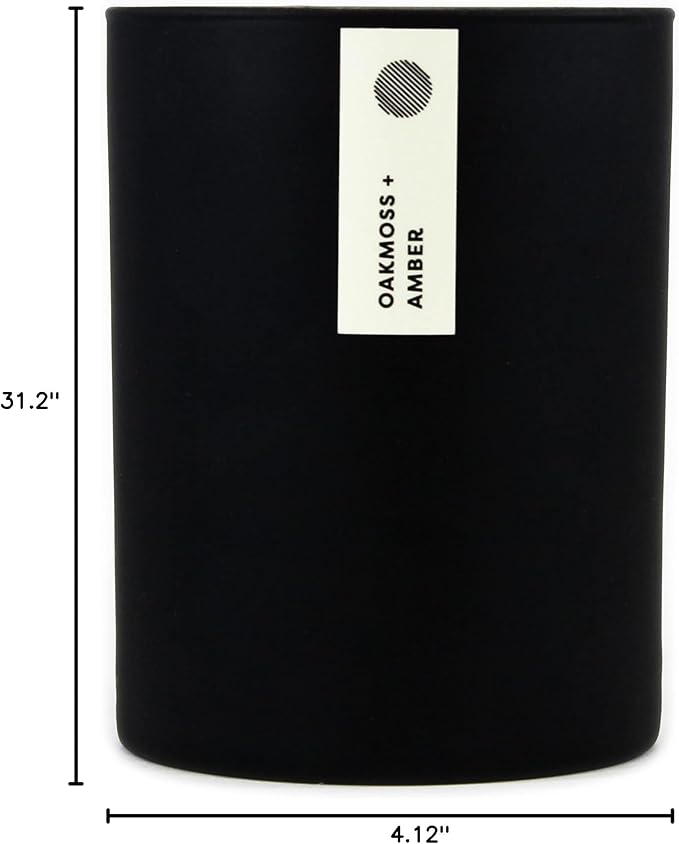 Calyan Wax Co. Soy Wax Candle, Oakmoss + Amber Scented Candle, 75 Hour Burn Time, Aromatherapy Soy Candles, Non Toxic & Vegan Soy Wax, Black Tumbler Scented Candles, 10.2oz