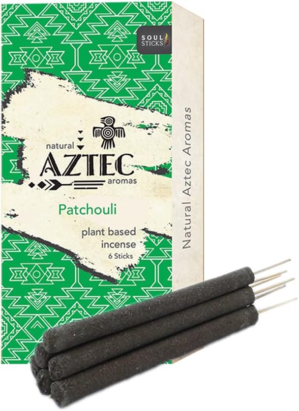 Soul Sticks Aztec Cinnamon Resin Incense Sticks, 90 Hrs Burn Time – 100% Natural, Hand-Rolled & Slow-Burning 6 Pcs| Artisan Blend for Yoga, Meditation, Relaxation, Aromatherapy (Patchouli)