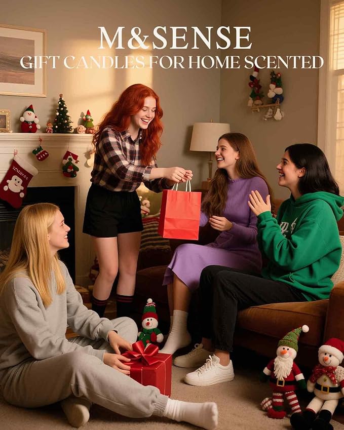 M&SENSE Star lit Cedarwood Scented Candles Natural Non Toxic, Aromatherapy Candle for Stress Relief Meditation Relaxing, Housewarming Gifts for Women Men, 11.3oz 70 Hour Long Burning