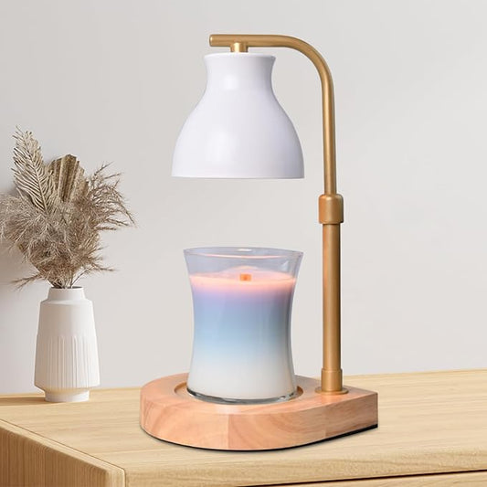 SOKCVSEA Candle Warmer Lamp - Candle Lamp Warmer with Timer Height Adjustable, Birthday Gifts for Mom Women, House Warming Gifts New Home Decor, Wax Melt Warmer with 2 Bulbs H.White Gold