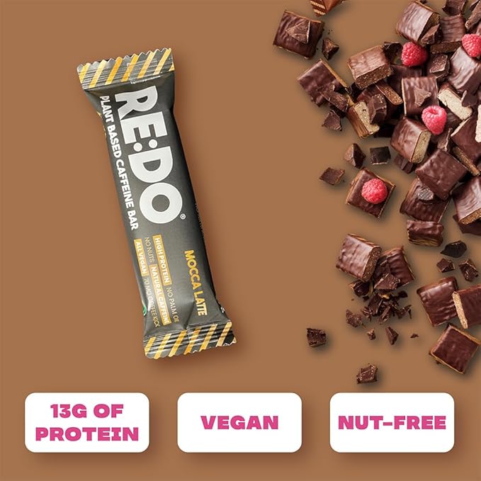 RE:DO Plant based Protein Bars I Swedish Mocca Latte 2.1oz bars I 13g Vegan Protein, Nutrition Protein Bars I High Protein Recovery Bars, No Palm oil I (9 count) (Large, Mocca latte)