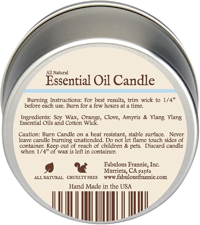 Fabulous Frannie Mind Body Soul All-Natural Soy Candles Cotton Wick High Pure Essential Oil Scent 40 Hours Burn Time Gift for Women & Men 6 Ounce (Pack of 1)