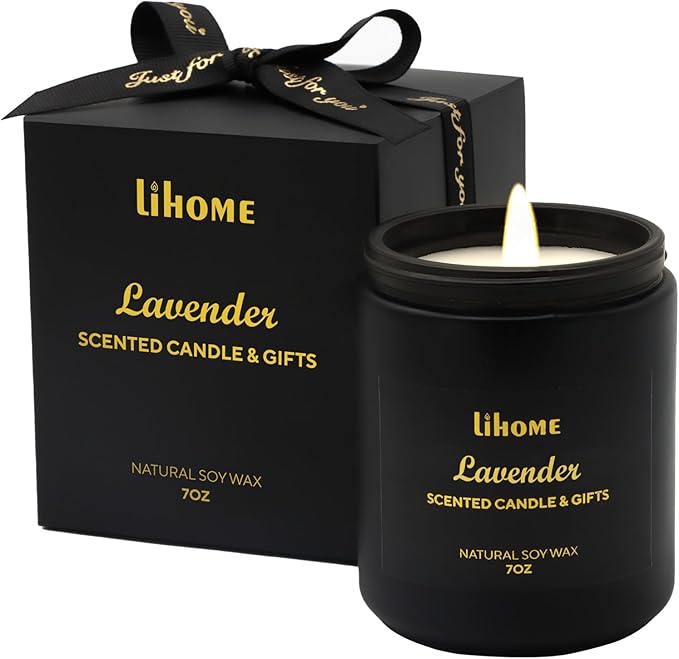 Candles Gifts for Men - Room Decor for Men, Natural Soy Wax Candles for Home Scented, Lavender Black Candles