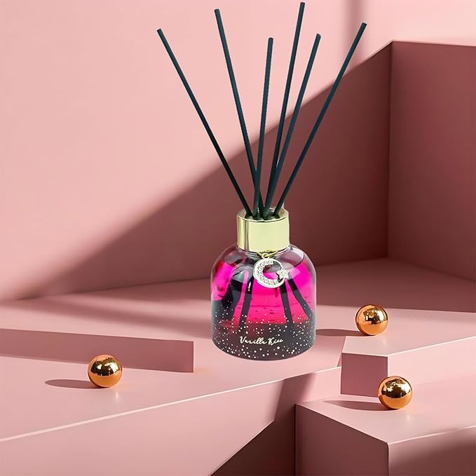 Reed Diffuser Set, Pretty Valley Home Diffuser 80Ml / 2.7 fl OZ Gift Box - Includes Reed Diffuser Sticks, Long Lasting Fragrance Oil and Glass Bottle for Office Living Room Decor (Vanilla kiss)
