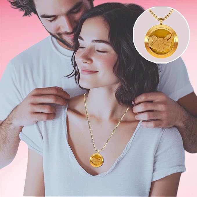 Aromatherapy Diffuser Necklace-Eagles Essential Oil Necklace,Aromatherapy Diffuser Pendant for Men and Women,Portable,Suitable for Yoga,Meditation,Travel,Stress Relief Gift(Gold 30mm)