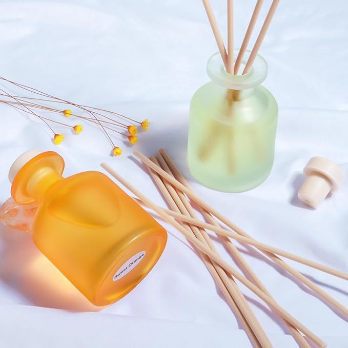 Reed Diffuser - Citrus&Linen 3.38oz (100ml) 2 Pack Essential Oil Reed Diffuser Set with 8 Sticks, Long Lasting Fragrance for Home, Bathroom, Bedroom, Room, Decor