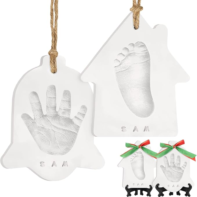 Baby Hand and Footprint Kit - Personalized Newborn Footprint Ornament, Clay Handprint Keepsake, Easy DIY Dog Paw Print Kit, Baby Shower Gifts for Boys, Girls, New Mom Gifts(Chime)
