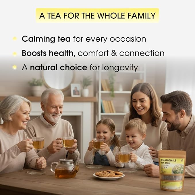 Chamomile Tea Bags - 25 Bags (Premium Natural Pure Leaf Tea - 25 Count) Gluten-Free and Caffeine-Free Herbal tea for Relaxation, Wallness, Immune Support with Smooth Taste
