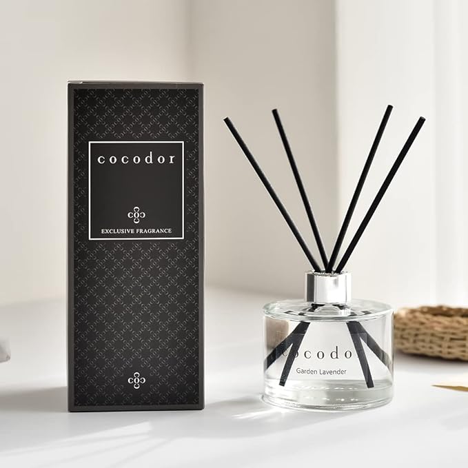 Cocod'or Reed Diffuser / Pure Cotton / 6.7oz(200ml) / 2 Pack / Home & Office / Black Glass / Cotton Core