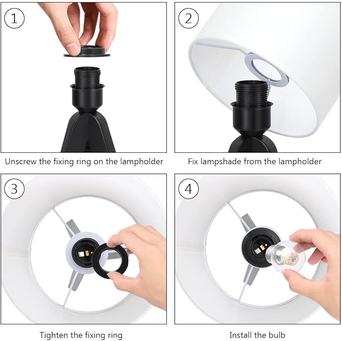 HAITRAL Wooden Tripod Table Lamp with Black Base, Small Table Lamp Bedsides Lamp with Linen Fabric Shade, Nightstand Lamp Cute Night Lamp for Bedroom,Kids Room,Nursery,Dorm