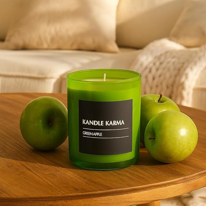 Luxury Soy Wax Candle, Green Apple Scented Candle Gifts for Women, Non-Toxic, Highly Scented & Long Lasting Upto 100 Hours Burning Time Natural Large Aromatherapy Bathroom Candles (18 oz)