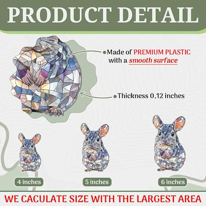 Chinchilla Ornaments Decor for Christmas Tree - Chinchilla Gifts for Women Men - Chinchilla Home Kitchen Room Christmas Decorations - 2D Flat Acrylic Ornament Window Hanging