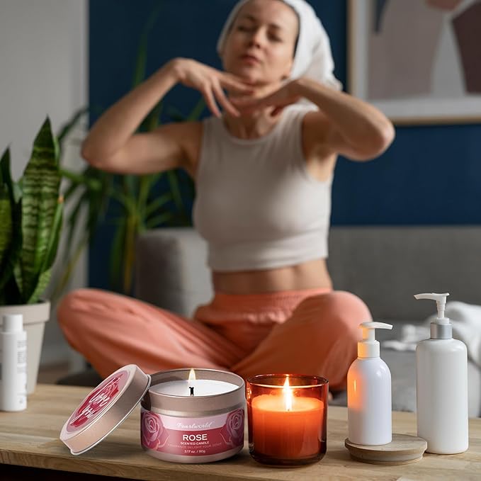 Aromatherapy Candle Gift Set for Women, 4pcs Candles Set for Birthday, Bridesmaid Rose, Lavender and More. Scented Candles for Home