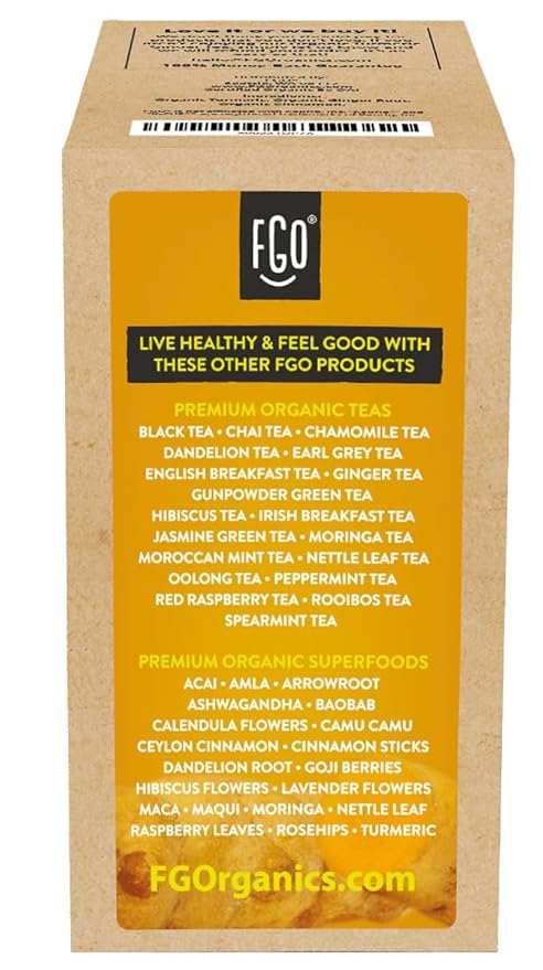 Organic Turmeric Ginger Tea K-Cup Pods, 24 Pods by FGO - Compatible with Keurig - Naturally Caffeine-Free Herbal Tea, Premium Green Tea is USDA Organic, Non-GMO, & Recyclable