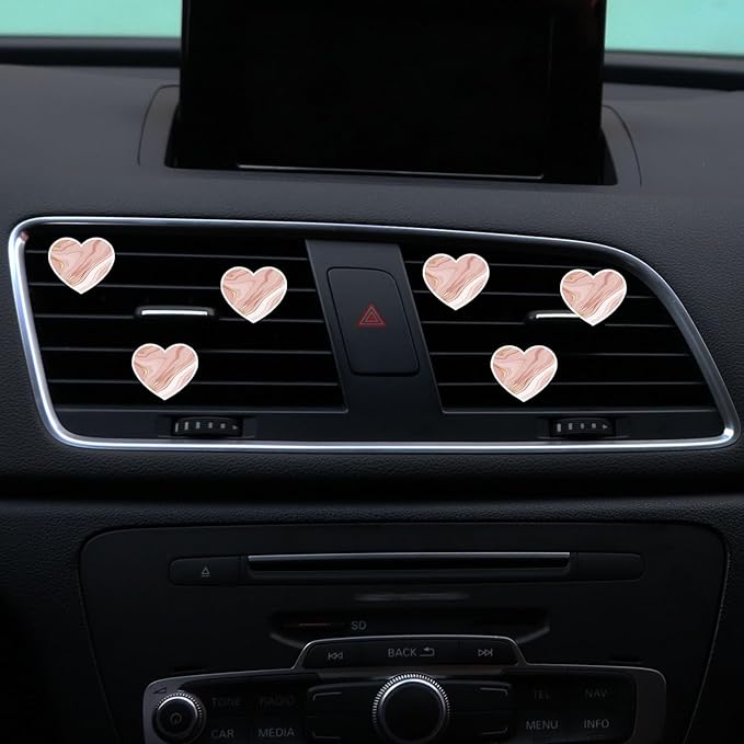 6 Pcs Heart Air Vent Clips, Cute Car Air Fresheners & Decor, Rose Gold