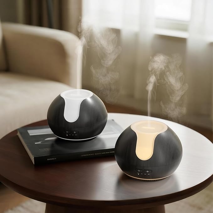 ARVIDSSON Essential Oil Diffuser, 200ml Aromatherapy Diffuser with Mood Light, Oil Diffusers for Home, Ultrasonic Diffuser for Essential Oils, Gift for Women - Dark Wood