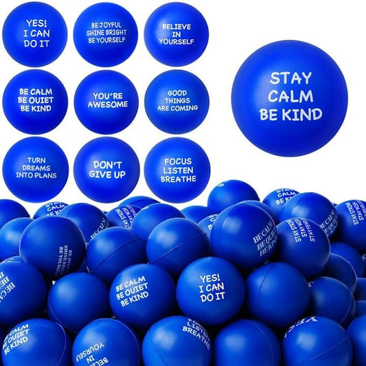 54PCS Motivational Stress Balls for Adults and Kids - Stress Balls Bulk Soft Sponge Squeeze Toys with Inspirational Quotes | Office Classroom Stress Relief Gifts | Anxiety Relief Fidget Toys