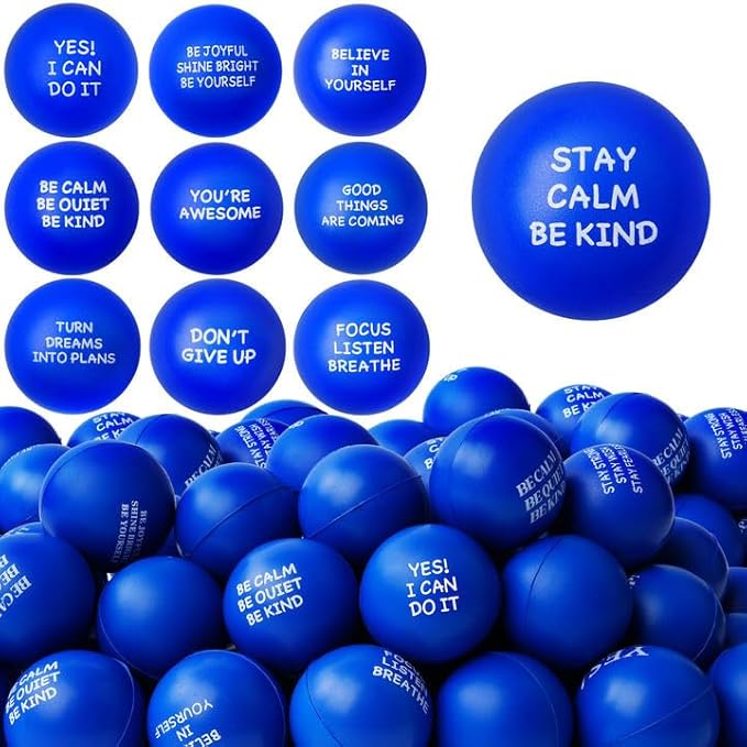 100PCS Motivational Stress Balls for Adults and Kids - Stress Balls Bulk Soft Sponge Squeeze Toys with Inspirational Quotes | Office Classroom Stress Relief Gifts | Anxiety Relief Fidget Toys