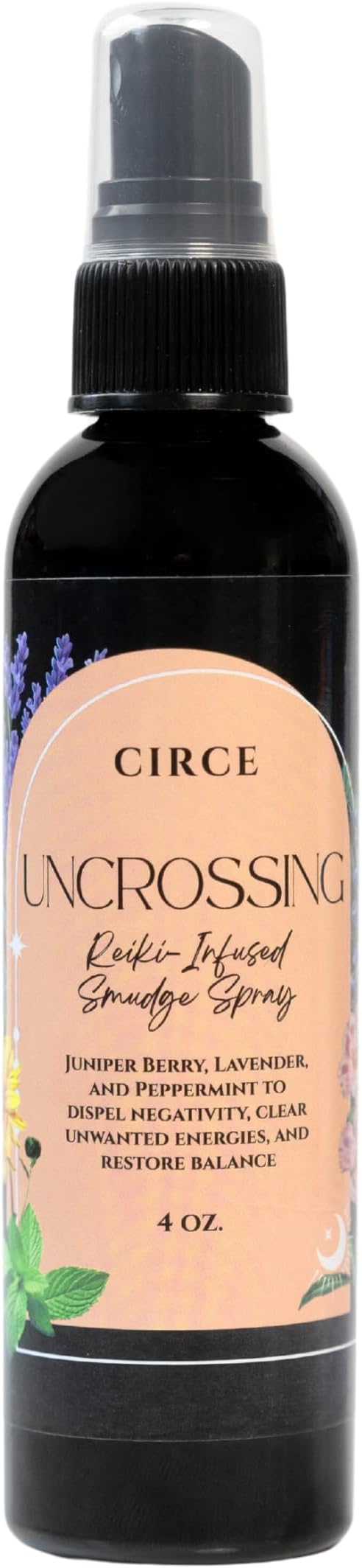 Circe Uncrossing Smudge Spray – 100% Natural Smoke Free Alternative to Remove Unwanted Energies & Renew Positivity - Juniper, Lavender & Peppermint Blend - Cleansing, Clarity, Self Care, Gift - 4oz