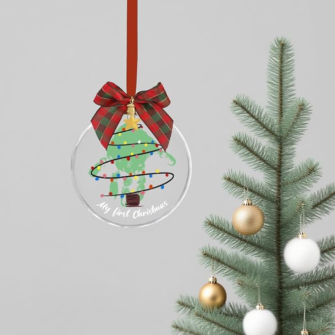 Stylor Baby's First Christmas Ornament 2025 - DIY Crystal Glass Handprint Keepsake, for Newborn Boy or Girl, My 1st Xmas Tree Hanging Decoration (Handprint Tree)