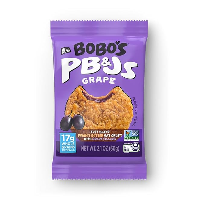 Bobo's Peanut Butter & Grape Jelly Oat Snacks, 24 Count, Healthy Everyday Snack, a Satisfying Treat that Provides a Quick Energy Boost
