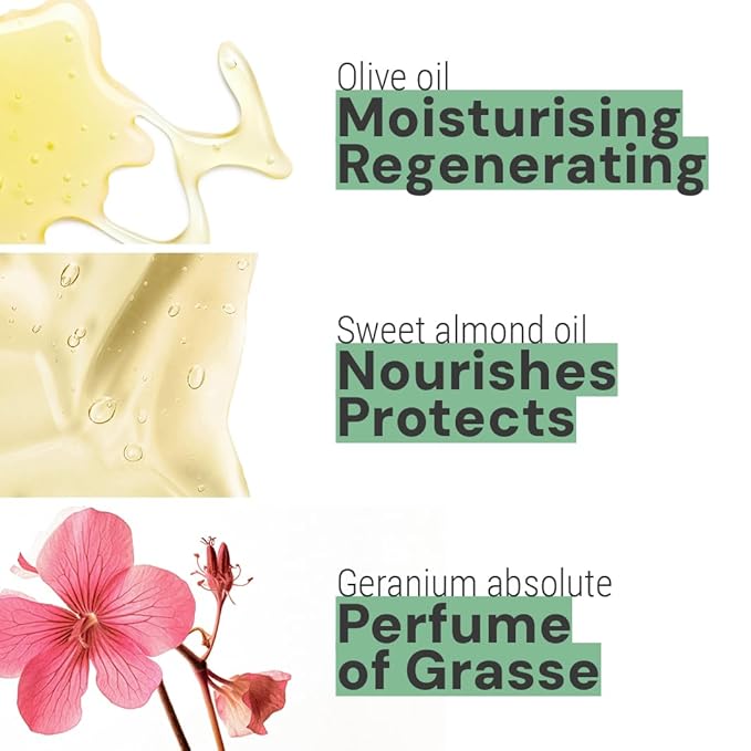 Panier des Sens - Small Hand Cream for Dry Cracked Hands โ Rose Geranium Mini Hand Lotion for Dry Skin - With Sweet Almond and Olive Oil - Hand Care 97% Natural Ingredients - Travel Size 1 floz