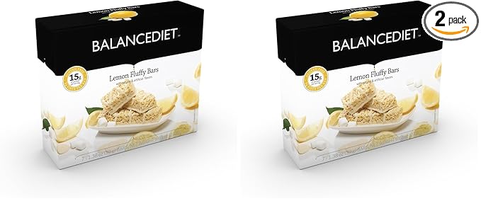 BalanceDiet™ | Protein Bar | 15g of Protein | Low Carb | 7 Bar Box (Lemon Fluffy) (Pack of 2)