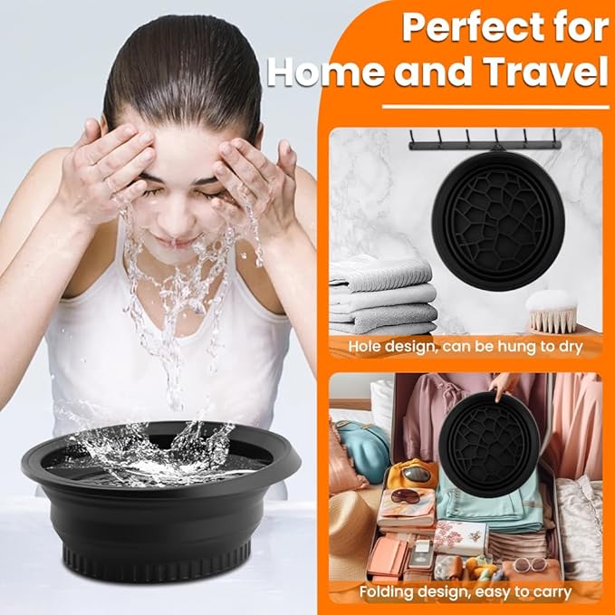 Face Bowl for Ice With Built-in IceTray Collapsible Silicone Facial Ice Bath Bowl Foldable Washbasin Small Reusable Portable Spa Tool for Home Travel Camping