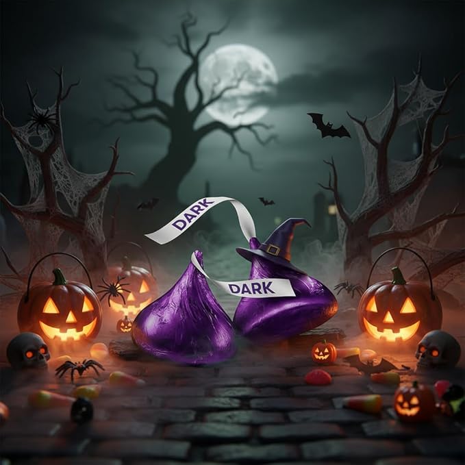 TreatBasket Purple Kisess Special Dark Chocolate 2 lb of Mildly Sweet Gift Set - Perfect for Halloween Treats & Gifting 2 Pound